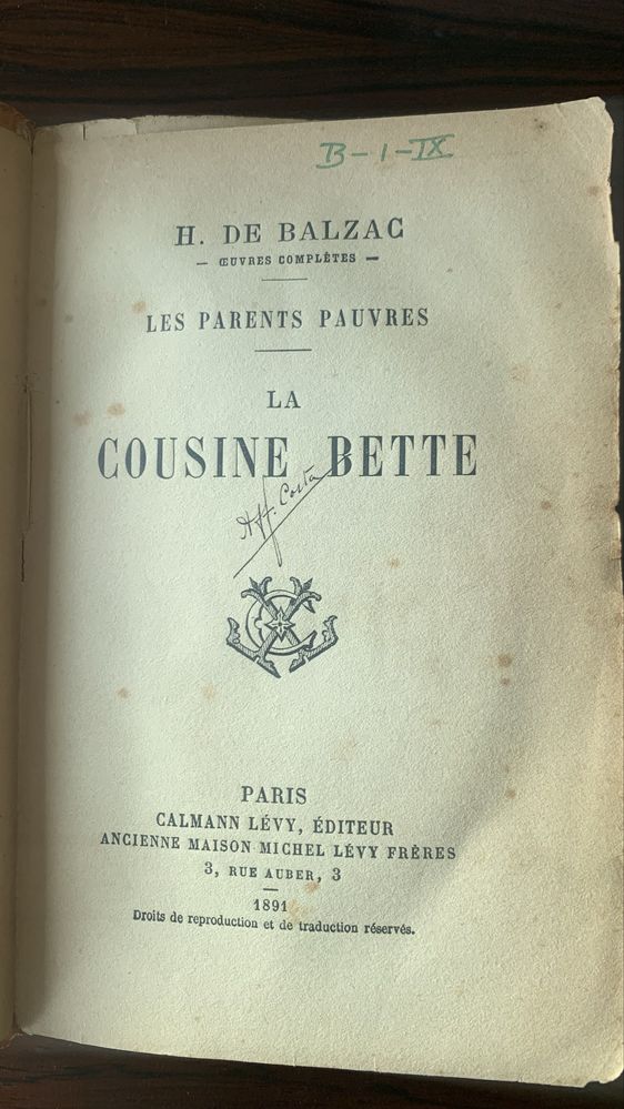La Cousine Bette. Les Parents I Pauvres.