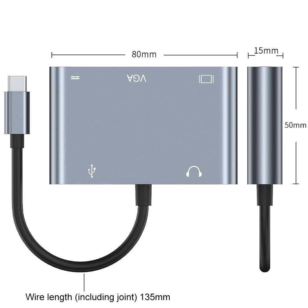 DOC-станція 5 в 1 VGA PD адаптер Usb Splitter