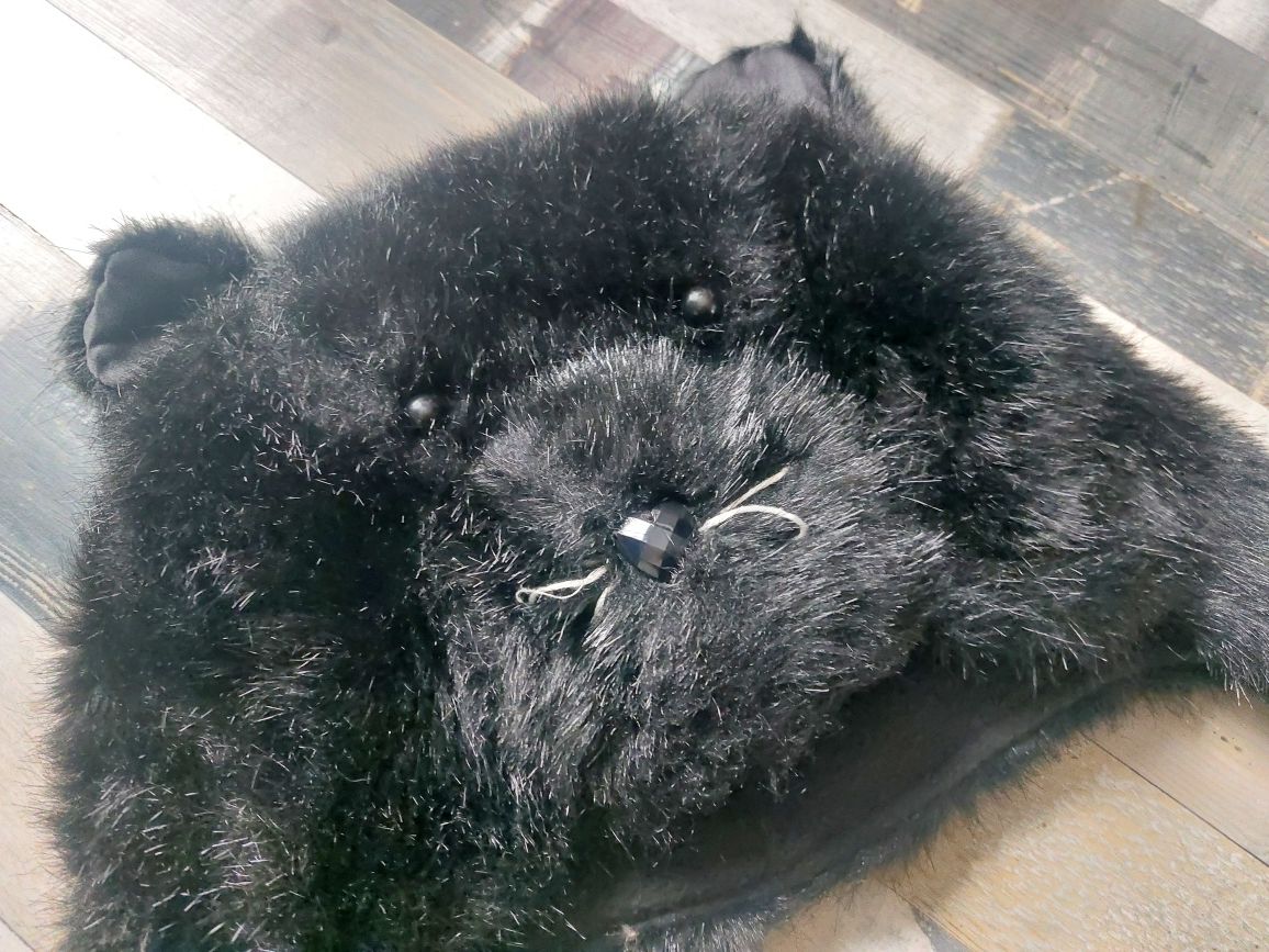 Futrzana czapka z uszami kot kotek przebranie zimowa
