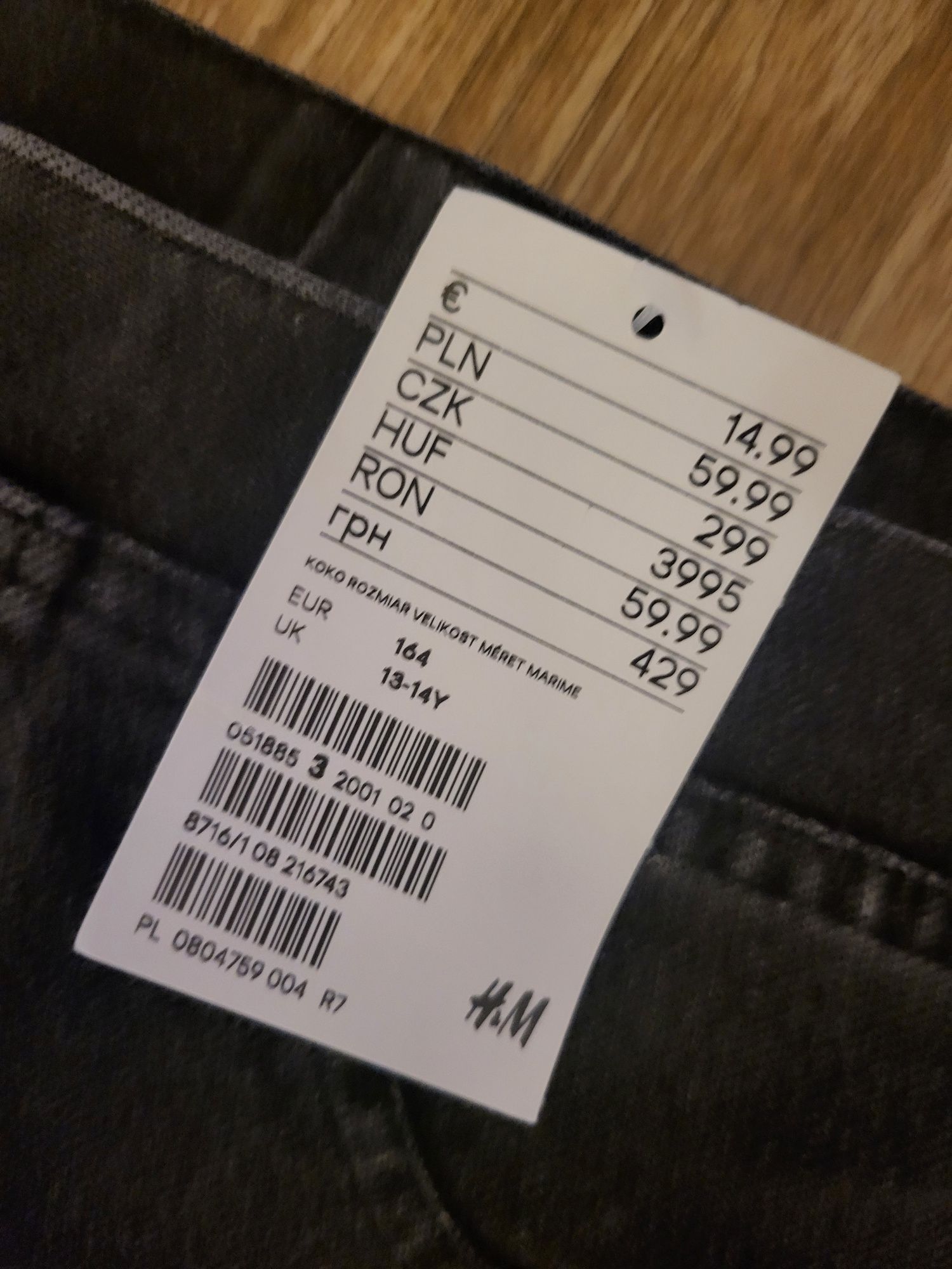 Spodnie skiny jeans nowe 164 H&M