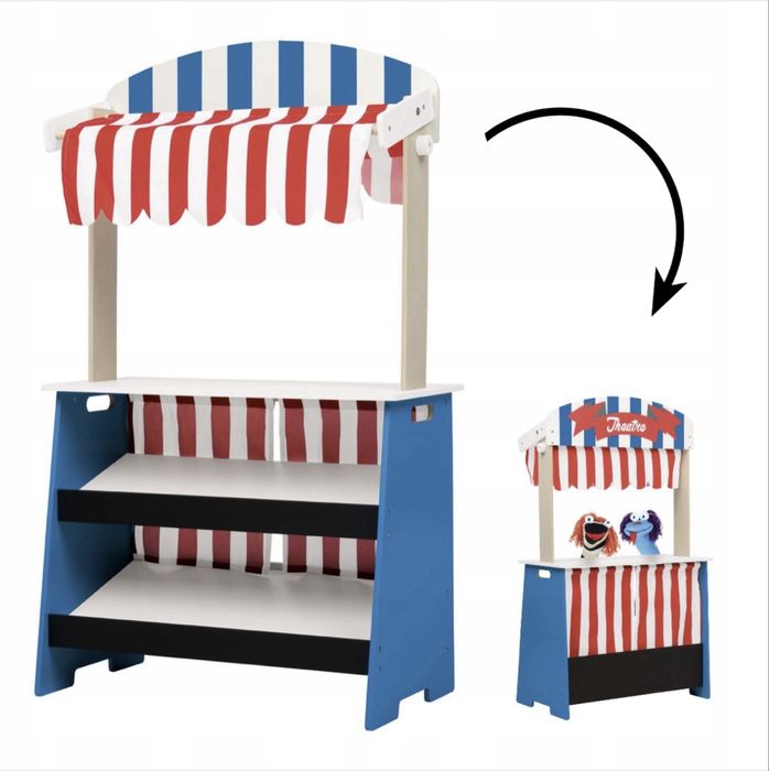 Nowy drewniany stragan teatrzyk 2w1 playtive