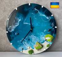 Великий Годинник на стіну з епоксидної смоли Море морська тематика