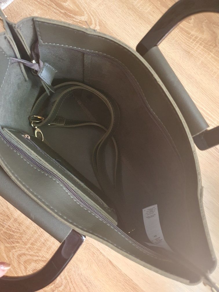 Torebka khaki, New Look do ręki i na ramię