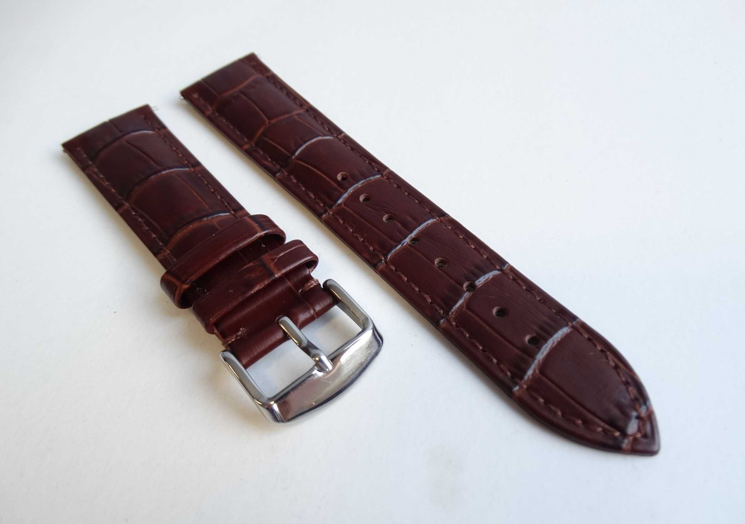 Czarny brązowy pasek skórzany do zegarka 20mm klamra ze stali 316L
