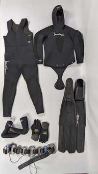 Гидрокостюм Marlin Skiff 7 мм, комплект:костюм,ласты BS,перчатки,носки