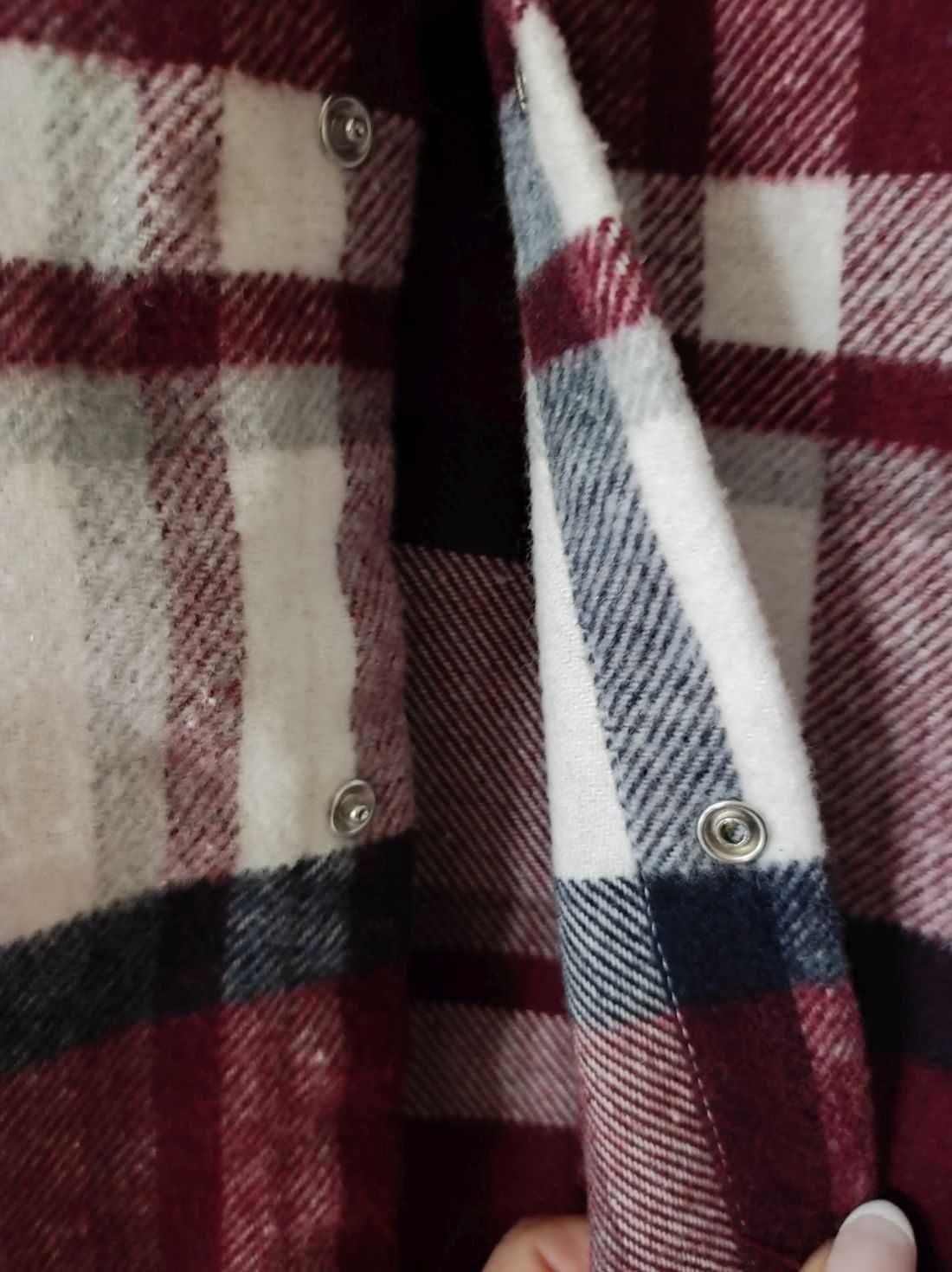 polarowa flanelowa koszula w kratę casual kurtka koszulowa zapinana
