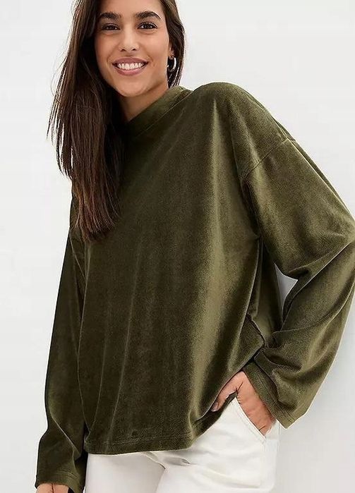 B.P.C bluzka khaki w optyce szturksu ^48/50