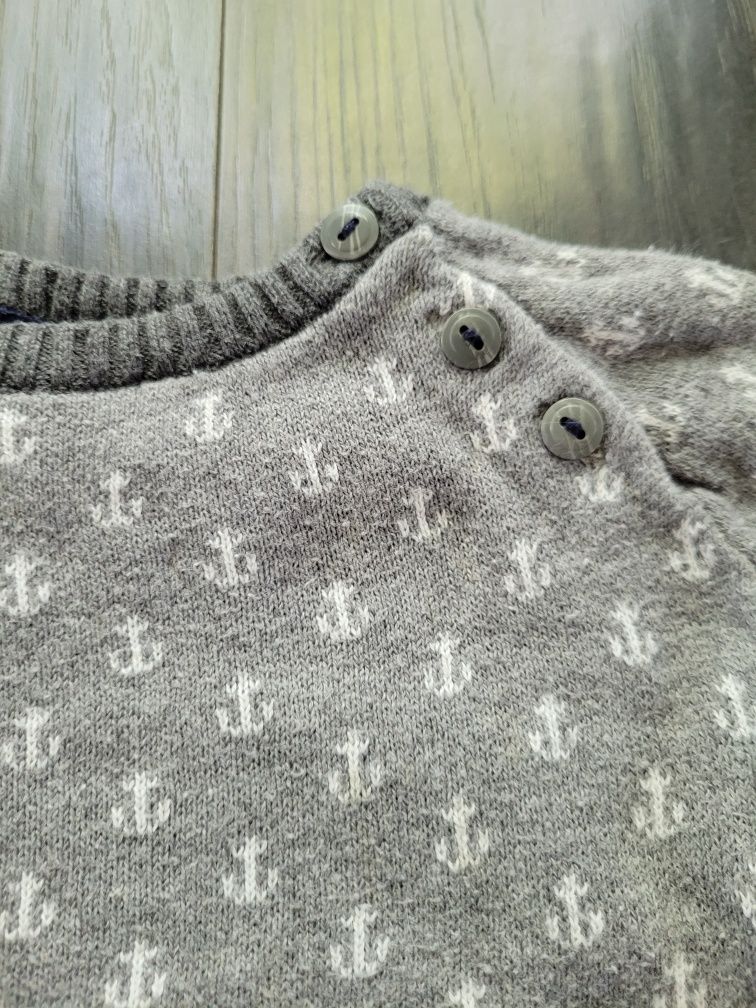 Sweterek w kotwice h&m 86 chłopiec