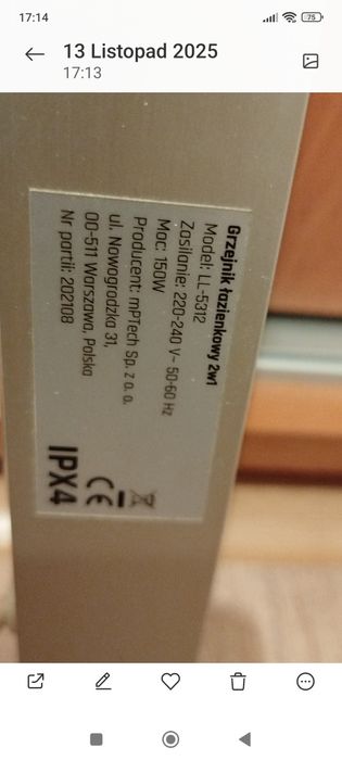 Grzejnik elektryczny do łazienki