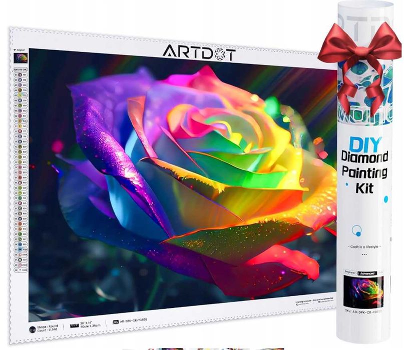 ARTDOT Haft Diamentowy 5D Diamond Painting Róża 35x50 cm