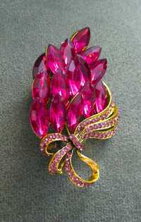 Alfinete / Broche / Pregadeira Ramo Pedras Rosa NOVO