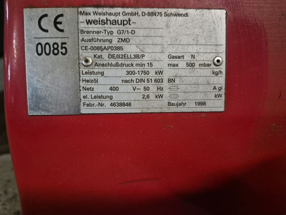 Palnik weishaupt G7/1-D, 300 do1750 kW suszarnia