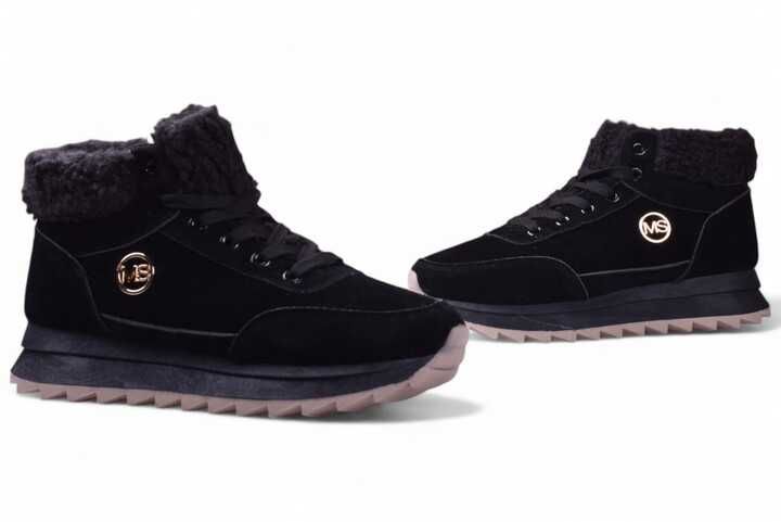 Buty Damskie Sneakersy MS Zimowe Ocieplane za kostkę czarne r.38