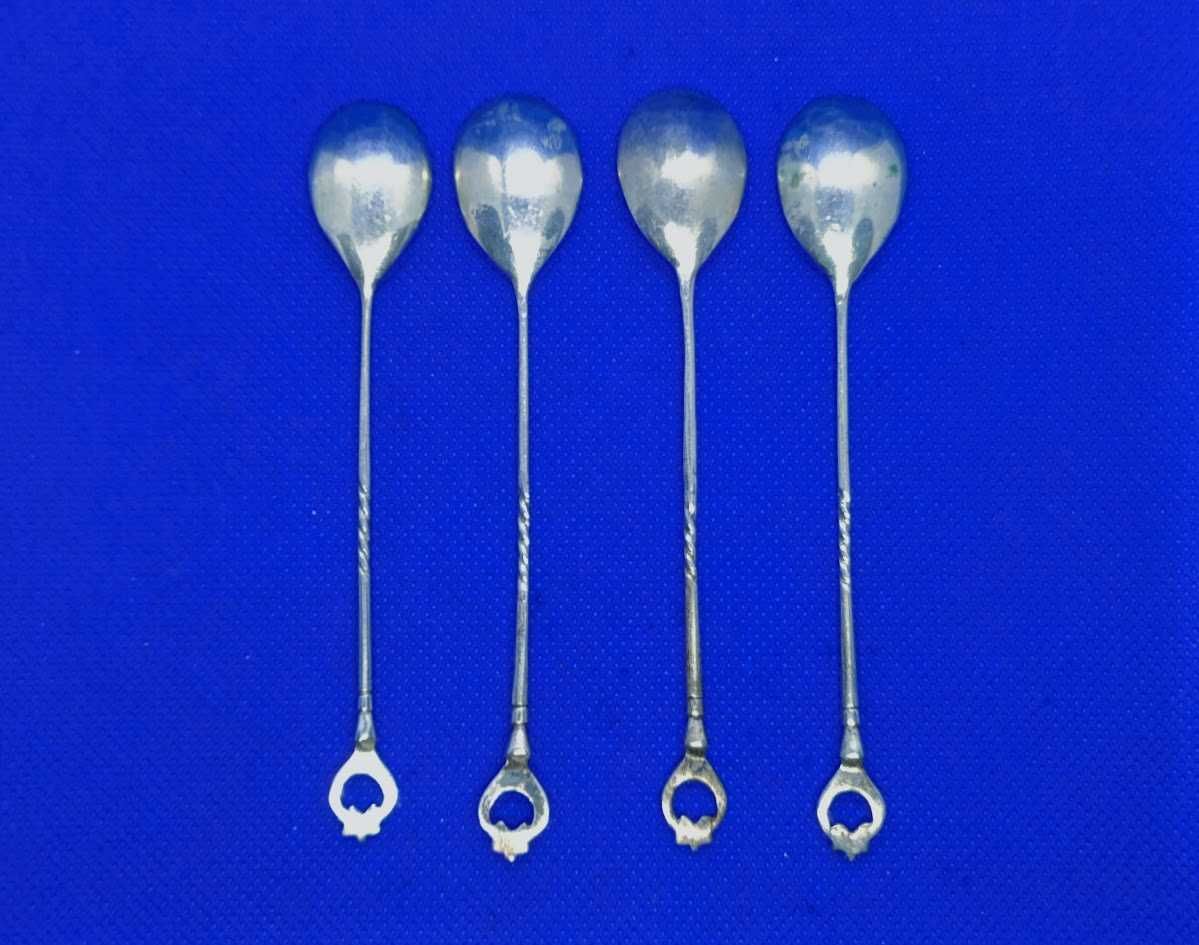 Pack 4 colheres de chá vintage souvenir prata 800 Turca