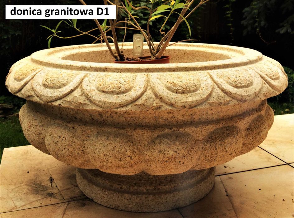 Donica granitowa 80cm waga 250kg, kolor G682 Yellow Rock płomieniowana