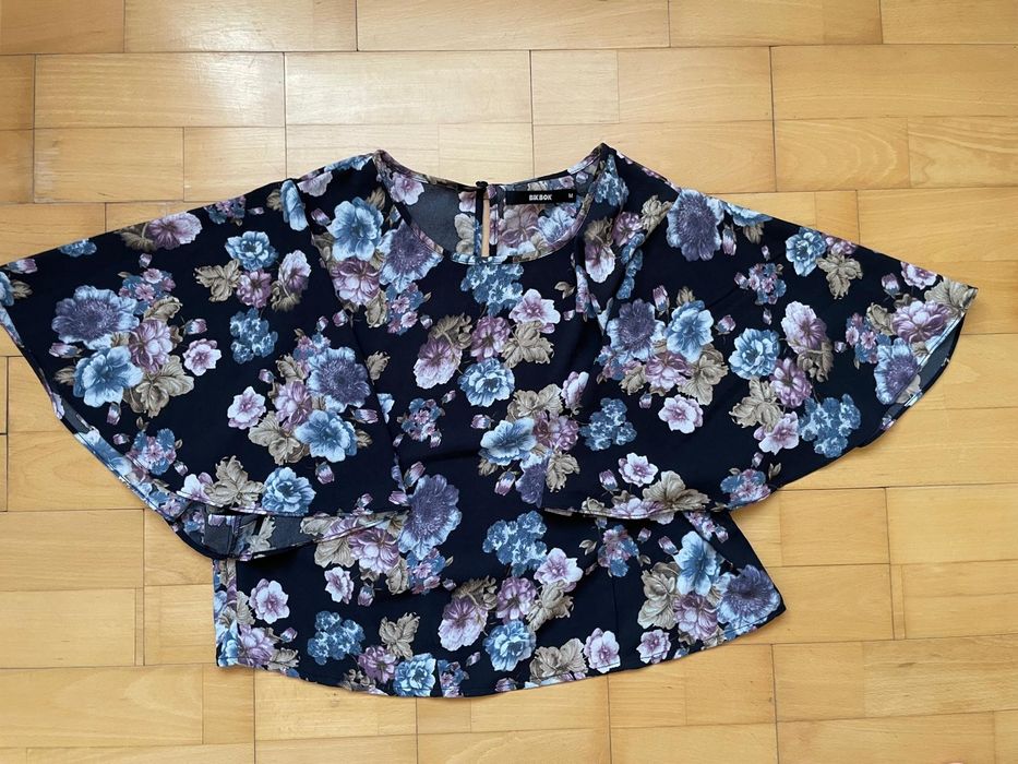 BIK bok kwiatowa bluzka top z szerokimi rękawami 38 M h&m reserved