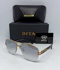 DITA очки мужские серые зеркальные в золотом металле капли люксовые