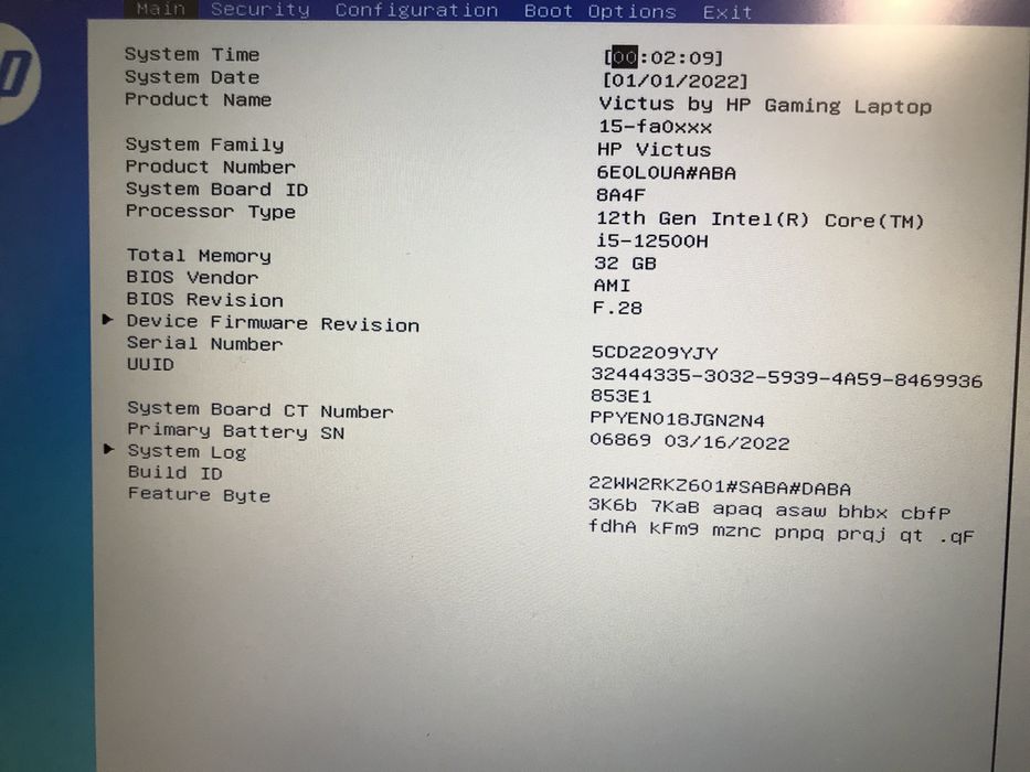 HP Victus 15-FA Intel i5-12450H GTX3050 Motherboard DA0G3PMB8D0 б/в