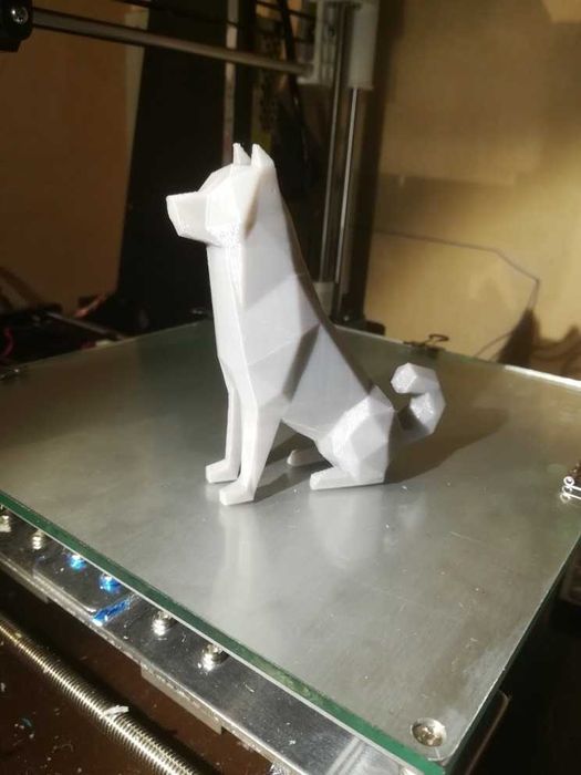 Akita Statuetka figurka psa Low Poli druk 3d PLA biały