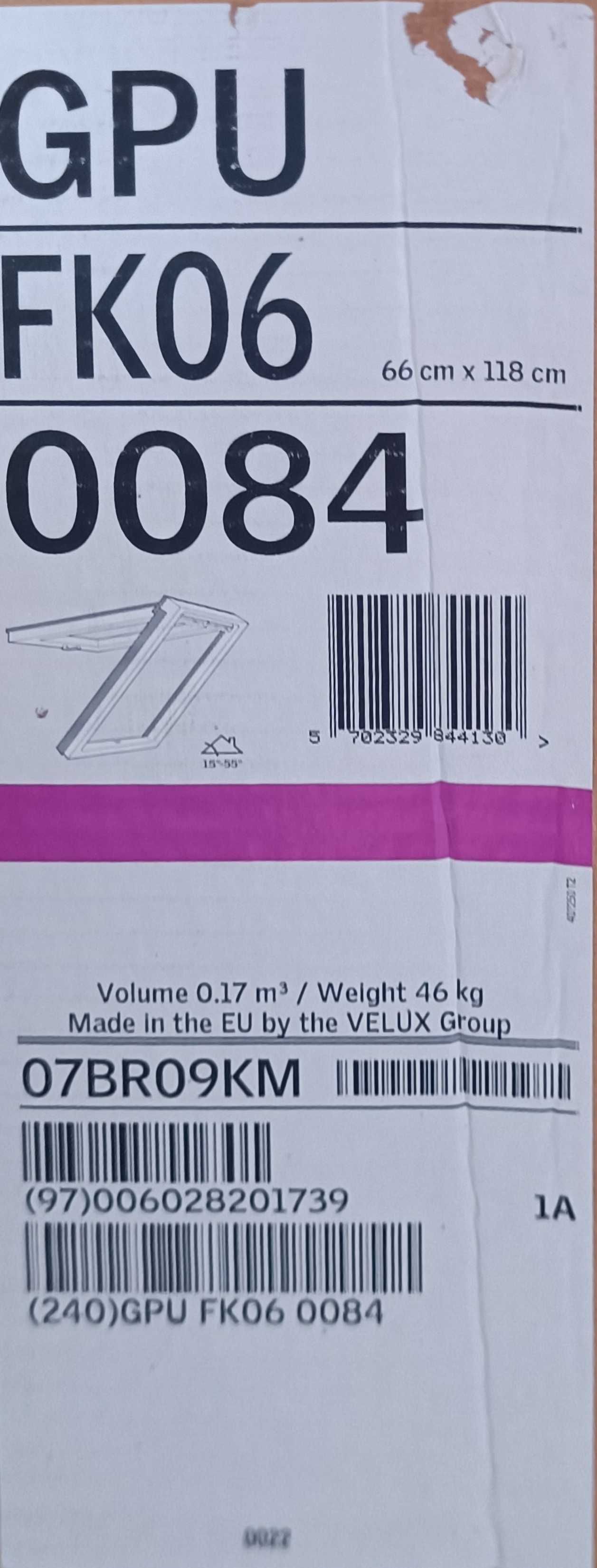 Okno dachowe VELUX GPU FK06 66x118    3-szybowe klapowo-obrotowe