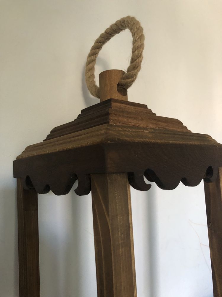 Lampion 50 cm drewniany buk orzech ze swiecą