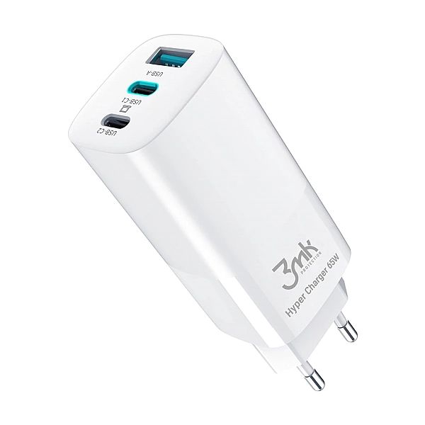 Ładowarka sieciowa 3mk Hyper Charger 65W 2x USB-C 2x USB-A - biała