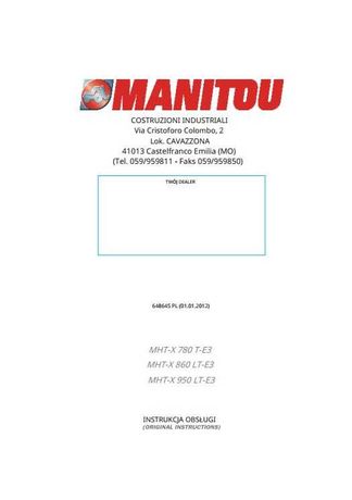 Instrukcja obsługi Manitou MHT-X 780, 860, 950 PL