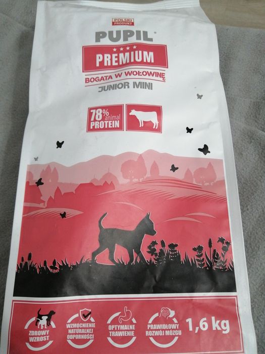 Karma sucha dla psa PUPIL Premium JUNIOR MINI bogata w wołowinę 1,6 kg