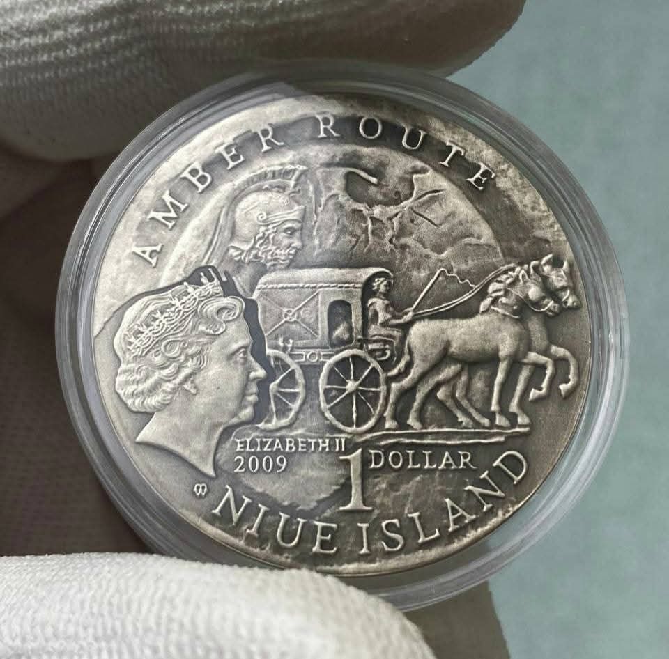 1 $ Ніуе Бурштиновий шлях ! Ельблонг. СРІБЛО + ЯНТАР! 2009 рік.
