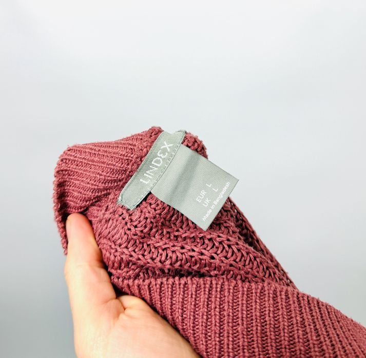 Sweter z dekoltem V w kolorze marsala L 40 Lindex