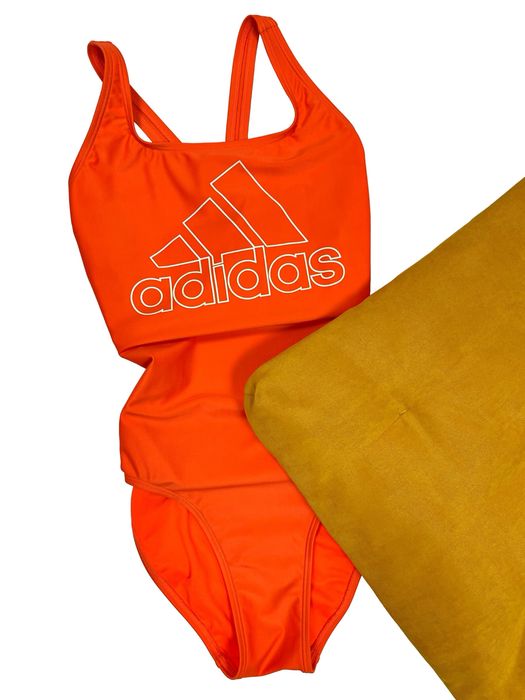 Суцільний сдельный сплошний купальник помаранчевий adidas оригінал