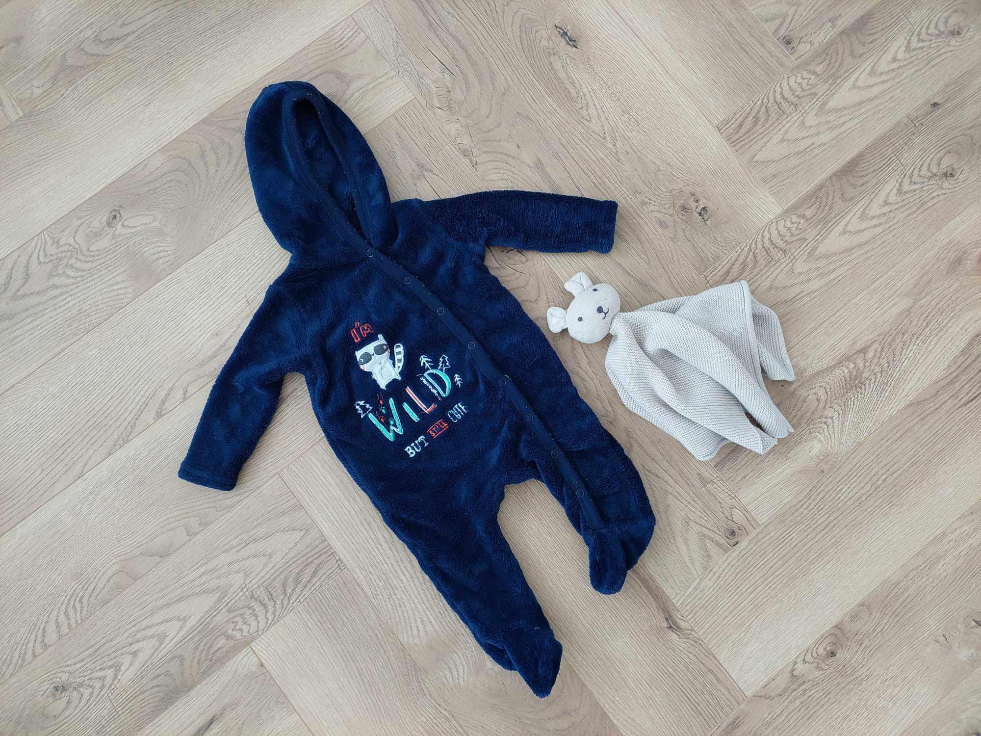 Pepco Baby granatowy kombinezon pajac polar r. 68cm 3-6m.