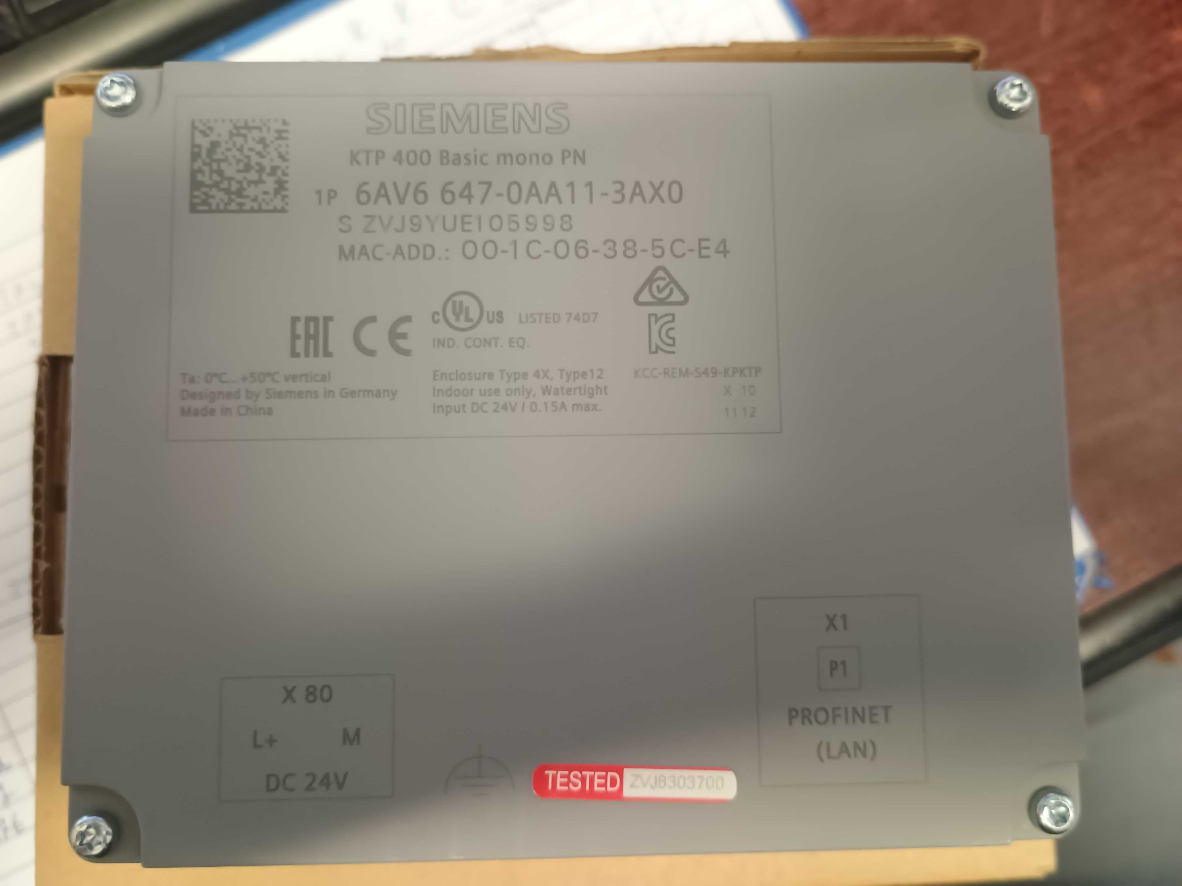 dotykowy panel operatorski SIEMENS KTP400 BASIC (6AV6 647-0AA11-3AX0)