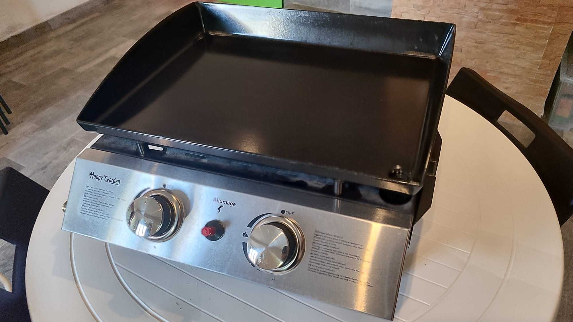 Grelhador/Chapa a Gás (USADO) - 2 queimadores 5kW - Inclui Garrafa K6