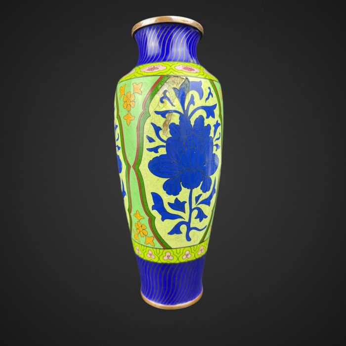Wazon Emalia cloisonne kwiaty styl azjatycki uszkodzony B5/031208