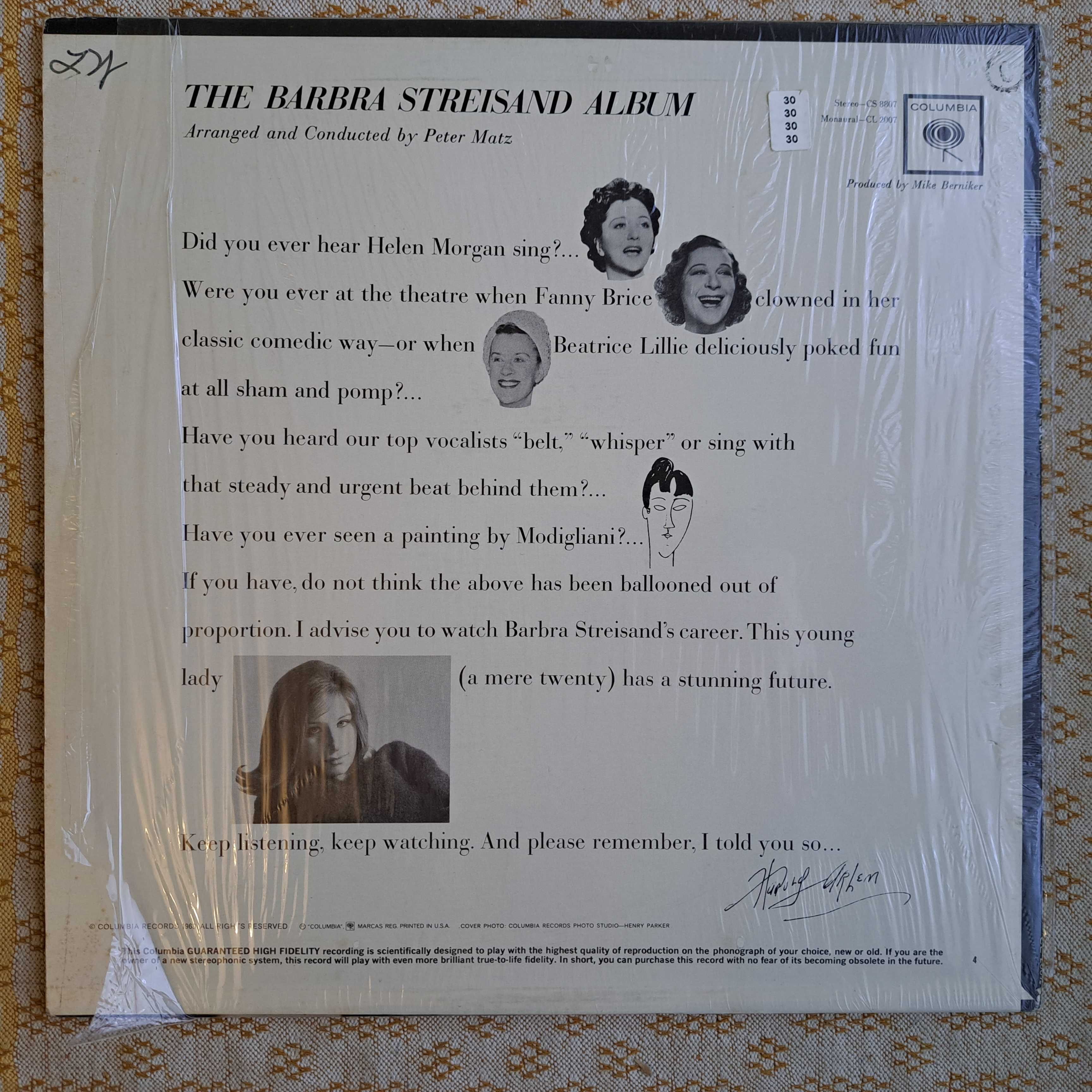 Barbra Streisand The Barbra Streisand Album 23 Feb, 1963 US (G/NM-)