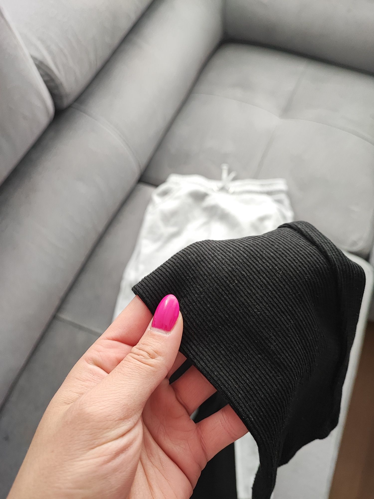 Dwupak szare dresy next dziewczynka 122 h&m legginsy prążek czarne