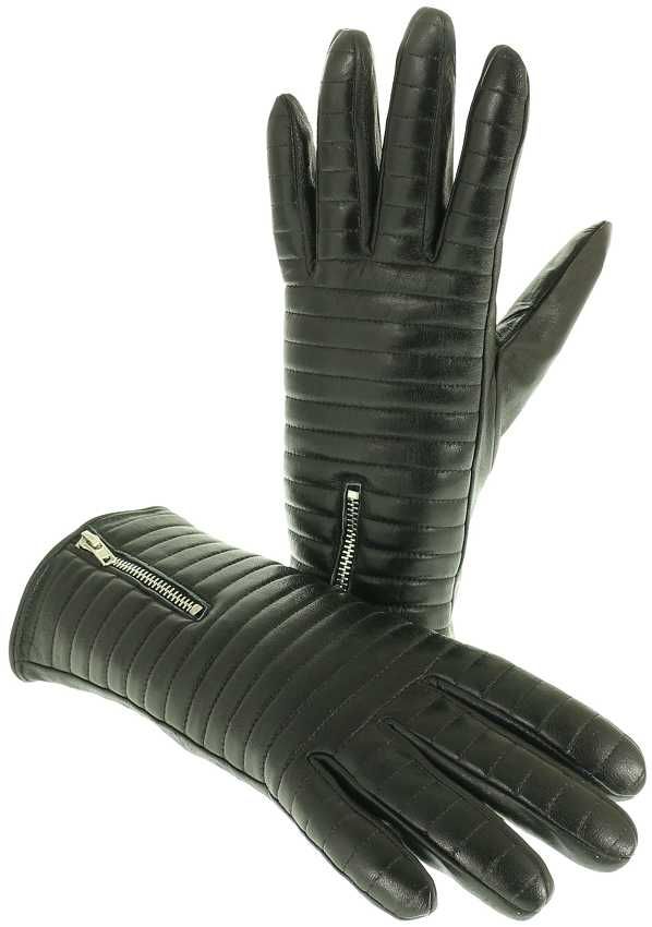 Skórzane rękawiczki damskie zimowe skóra naturalna czarne 7,5'' / M
