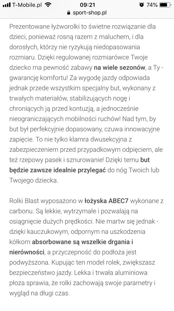 Rolki regulowane dziecięce 36-39 spokey blast