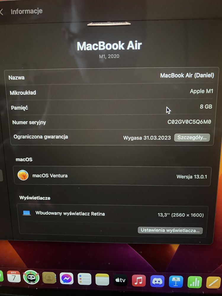 MacBook Air M1 8gb 256