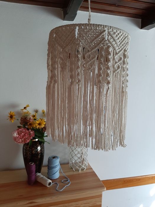 Abażur żyrandol lampa makrama boho rękodzieło