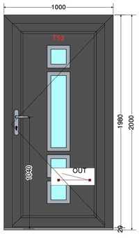 drzwi zewnętrzne PCV panelowe 1000x2000mm antracyt