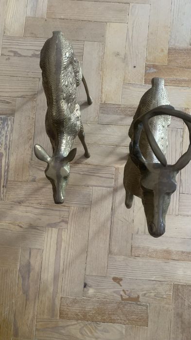 Veados Buck and Doe em bronze