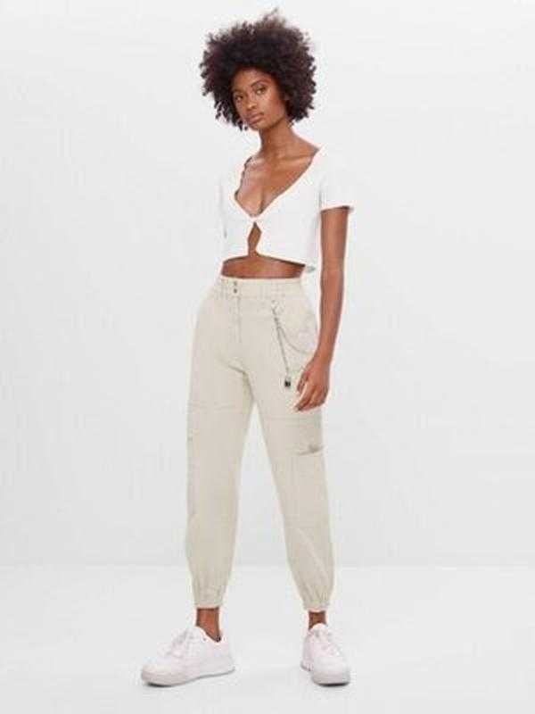Котоновые джоггеры штаны с завышенной талией для девочки от Bershka