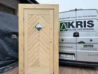Drzwi zewnętrzne drewniane OD RĘKI SOSNOWE JODEŁKA grube 7,5cm