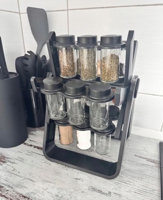 Organizer na przyprawy obrotowy stojak szklane słoiczki na przyprawy