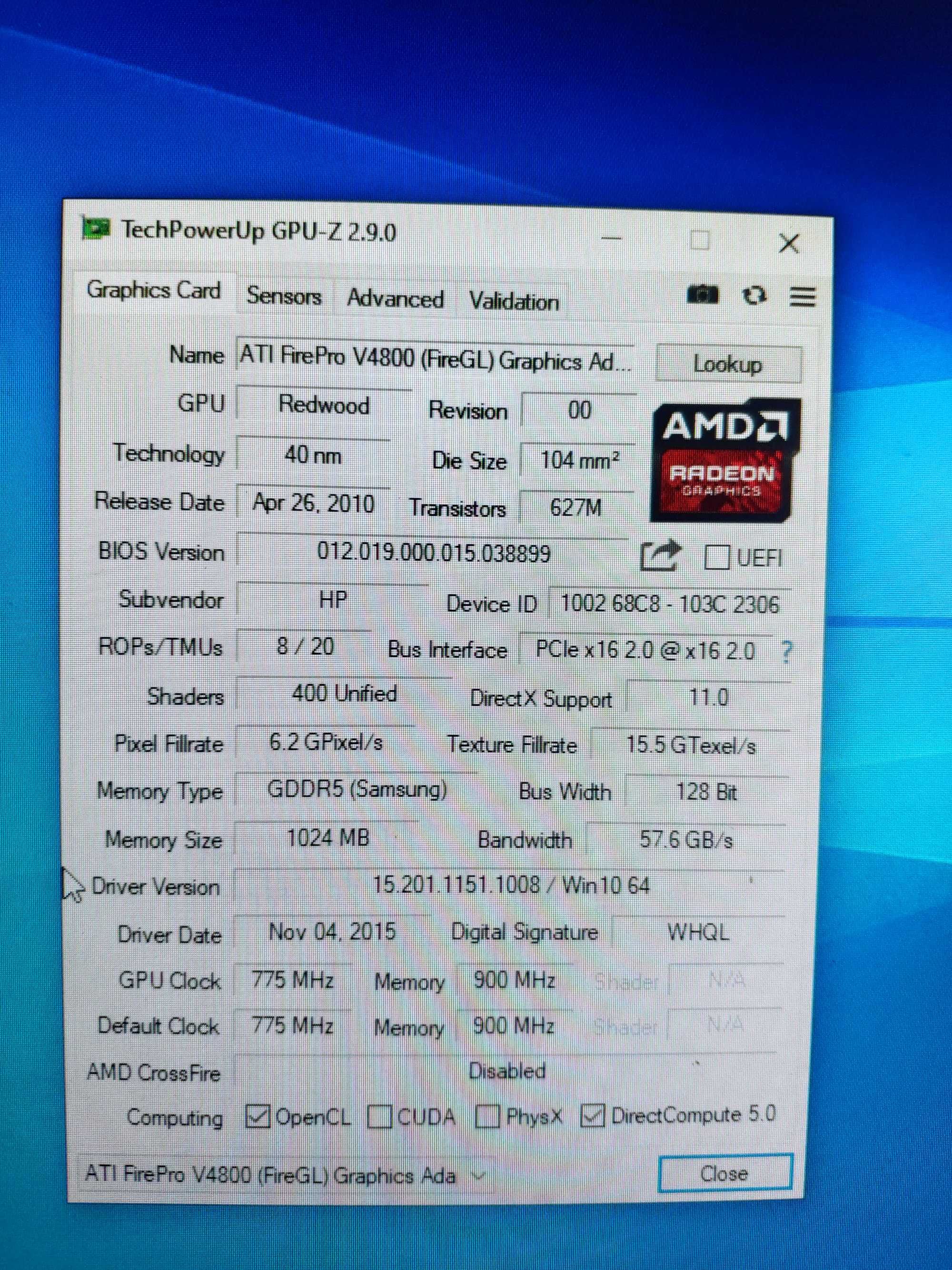 Відеокарта AMD ATI FirePro V4800 1Gb DDR5 128bit