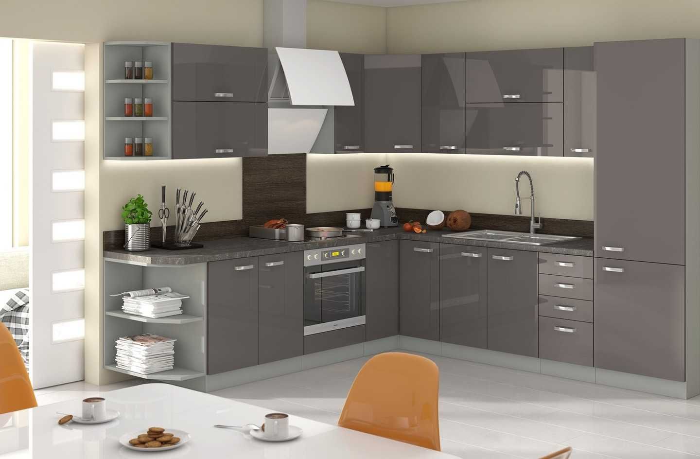 Kuchnia Bianka Grey Karmen Połysk Duży Zestaw Classic Mebel