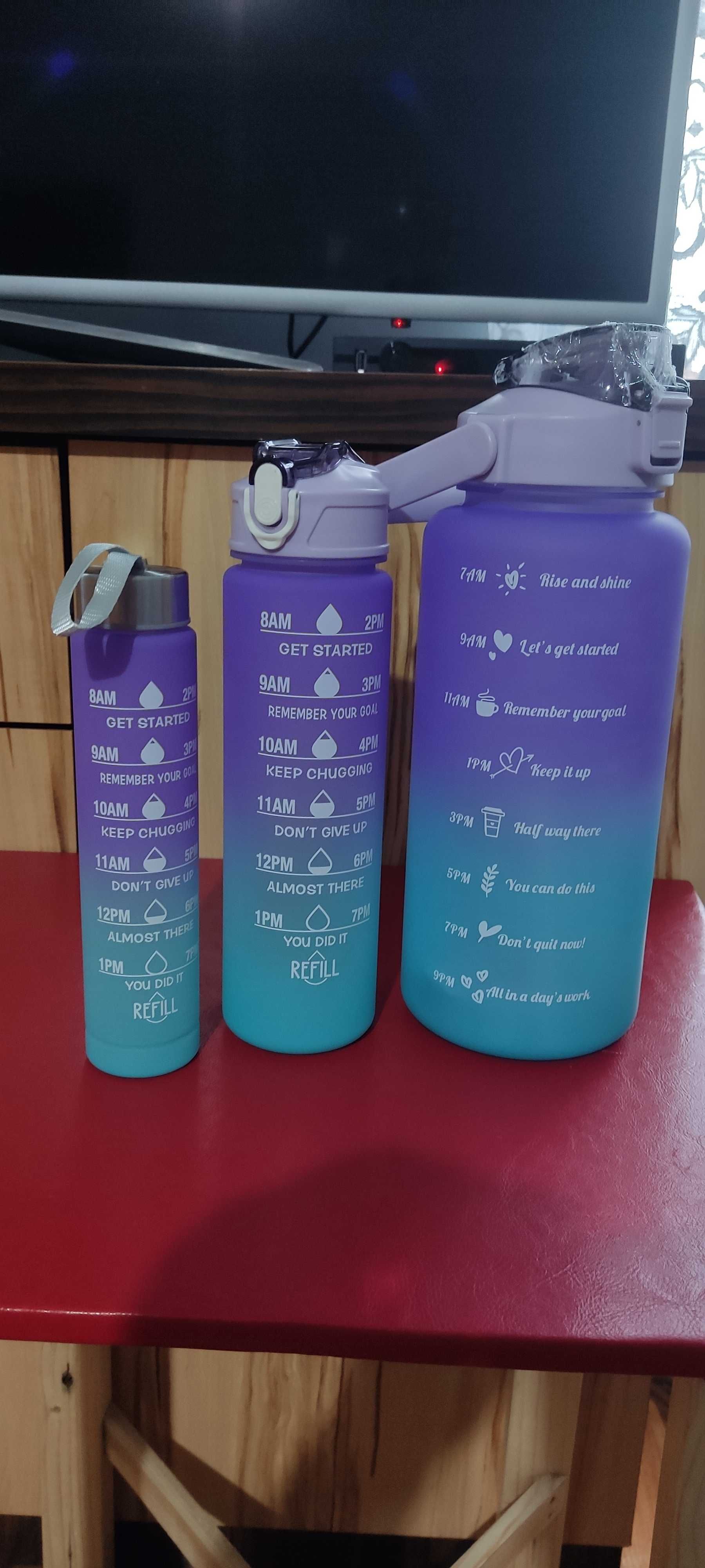 Zestaw 3 butelek motywacyjnych  bidonów na wodę