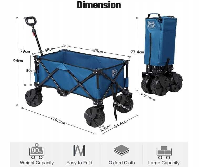 Wózek piknikowy do ogrodu i na plażę Timber Ridge 120L